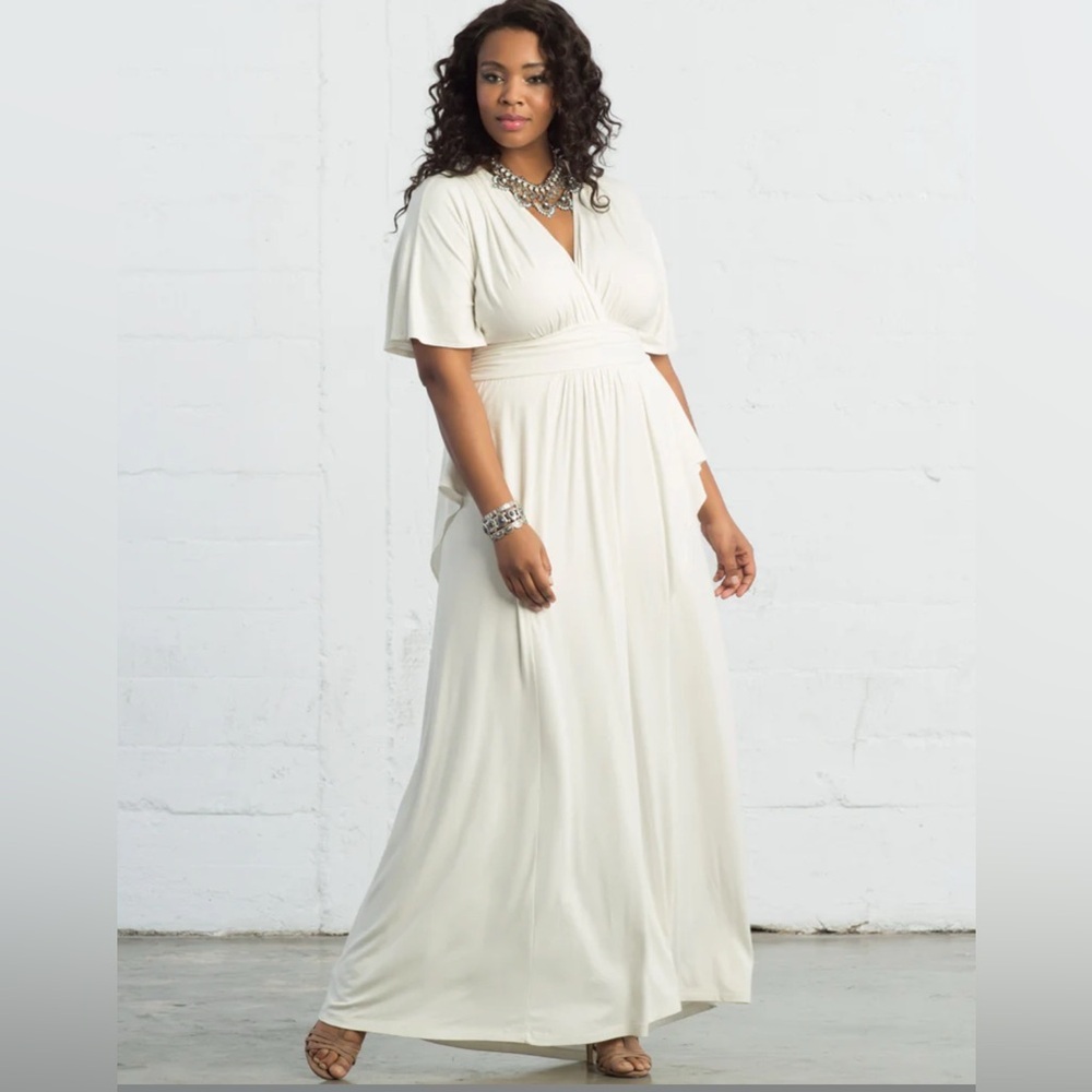 Kiyonna Ivory Wrap Front Maxi Dress